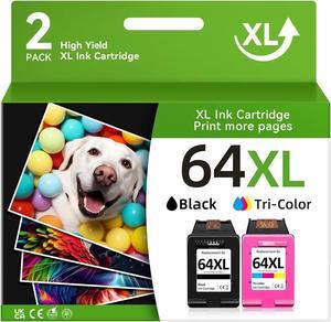 Printer Ink 64  64XL Ink Cartridge Combo Pack  Ink 64 64XL Fit Envy Photo 7855 7858 7155 7120 6252 6255 7800 7100 7158 7164 Tango Series Printer (2 Pack)