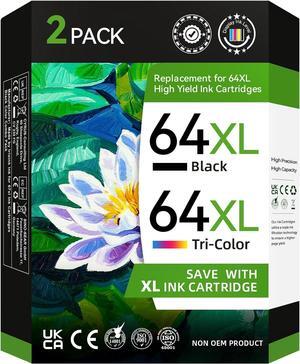 64XL  64 Ink Cartridges Black/Color Combo Pack  Ink 64 High Yield  64XL Ink Cartridge Fit for Envy Photo 7855 7858 7155 7120 6252 6255 7800 7100 7158 7164 Tango X Tango Terra Printer