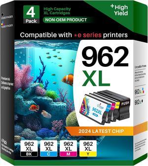 962XL 962 Ink Cartridges  Printers OfficeJet Pro 9015e 9018e 9025e 9010 9015 9018 9020 9025 9012e 9012 Series (Black, Cyan, Magenta, Yellow, Combo Pack)