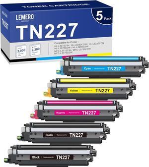 LEMERO UEXPECT TN-227BK/C/M/Y High Yield Toner Cartridge Compatible for Brother TN227 TN-227 TN227BK TN223BK TN223 TN-223 for MFC-L3770CDW HL-L3290CDW MFC-L3710CW HL-L3270CDW Printer ( 5 Pack)
