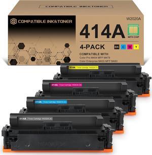 414A Toner Cartridges 4 Pack (with Chip) Works with Color Pro MFP M479fdw M479fdn M454dw M454dn M479dw M455dn M479 M454, Enterprise LaserJet M455dn M480f Printer | W2020A W2021A W2022A W2023A 414X