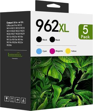 962XL Ink Cartridges Combo Pack (5-Pack, 2Black/1Cyan/1Magenta/1Yellow) Compatible 962XL 962 Ink Cartridges Replacement  OfficeJet 9018 9019 9020 9022 9025 9010 9014 9015 9016 Printer