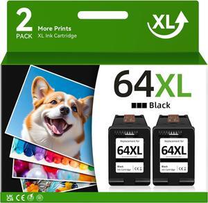 Printer Ink 64  64XL Black Ink Cartridge  Ink 64 XL Ink Cartridge Fit  Printers Envy Photo 7855 7858 7100 7155 7120 6252 7800 7158 Envy Inspire 7950e 7955e Tango Series (2 Black)