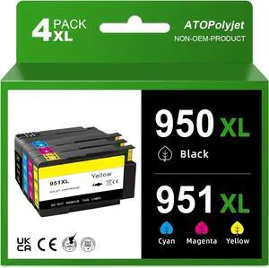 950XL 951XL Ink Cartridges Combo Pack Replacement  950 951 Ink Cartridge Use with HP OfficeJet Pro 8600 8610 8620 8110 8630 8660 8640 8615 76DW 251DW Printer 4 Pack