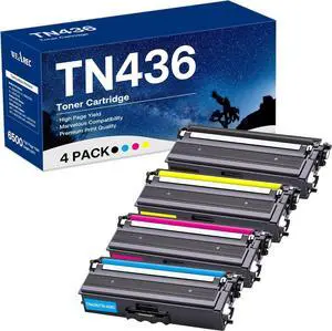 Ennovor TN436 Toner Cartridge Replacement Compatible for Brother TN 436 TN-436 TN433 TN431 for Brother HL-L8360CDW MFC-L8690CDW MFC-L8900CDW MFC-L8610CDW Printer (Black Cyan Magenta Yellow, 4Pack)