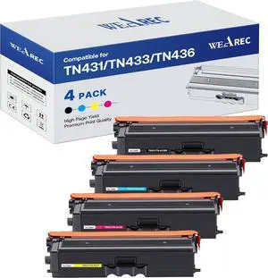 TN431 Compatible Replacement for Brother TN-431 TN433 TN-433 TN436 TN-436 Toner Cartridges for Brother HL-L8260CDW HL-L8360CDW MFC-L8610CDW MFC-L8900CDW MFC-L8690CDW Printer 4 Pack