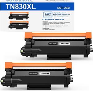 TN830XL Black High Yield Printer Toner Cartridge for Brother TN830 TN-830 TN 830 XL Work for Brother DCP-L2640DW HL-L2460DW HL-L2480DW MFC-L2820DW HL-L2400D HL-L2405W Printers (2 Packs)
