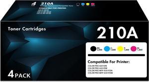 210A Toner Cartridges 4-Pack Ink | Compatible Replacement for 210A W2100A 210X W2100X High Yield for Color Pro 4201dn 4201dw Pro MFP 4301fdn 4301fdw Printer | Black Cyan Yellow Magenta (with Chip)