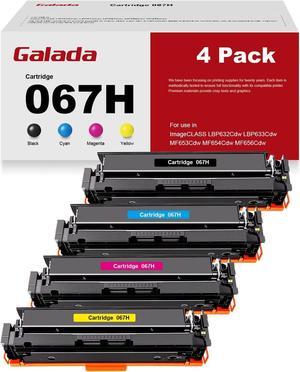 GALADA 067H Remanufactured Toner Cartridge Set Black Cyan Yellow Magenta High Capacity 4-Pack Replacement for Canon 067H 067 for LBP633Cdw LBP632Cdw MF656Cdw MF654Cdw MF653Cdw Printer