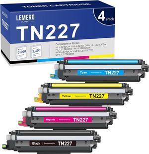 LEMERO UEXPECT TN227 Toner Cartridge Compatible for Brother TN227 TN227BK TN-227 TN223 TN223BK TN-227BK/C/M/Y High Yield for MFC-L3770CDW MFC-L3710CW HL-L3290CDW HL-L3270CDW Printer ( 4 Pack)