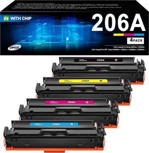 206A Toner Cartridges 4 Pack - MFP M283cdw M283fdw Toner Replacement  206A 206X Compatible with HP Color Laserjet Pro MFP M283fdw M283cdw M255dw, Color Pro MFP M283 M255 Series | W2110A