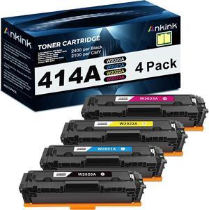 Ankink Compatible Toner Cartridge Replacement  414A 414X(with chip,Black Cyan Yellow Magenta,4-Pack)for Color Laserjet Pro MFP M479fdw M479fdn M454dw M454dn M479dw,Enterprise M455dn M480f hp404a