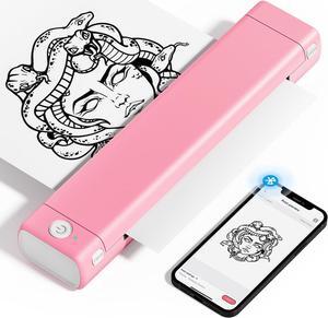 Phomemo M08F Wireless Tattoo Stencil Printer, Thermal Tattoo Machine Compatible with 8.5''x11'' Transfer Paper, Bluetooth Stencil Tattooing Printer for Smartphones & PC for Tattoo Artists, Pink