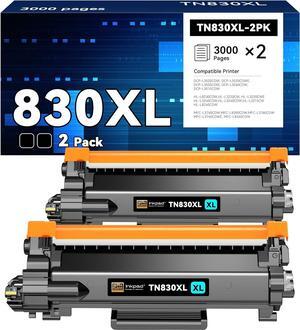 (with CHIP) TN830 TN830XL 830XL Toner Cartridges Replacement for Brother TN830XL,Print up to 3,000 Pages per Toner- Compatible with HL-L2400D HL-L2405W HL-L2460DW HL-L2460DWXL(2 Pack, Black)