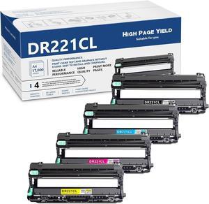 DR221 DR221CL Drum Unit Set 4 Pack Replacement for Brother DR-221CL DR-221CL-BK Drum Unit for HL-3140CW HL-3170CDW HL-3180CDW MFC-9330CDW MFC-9130CW Printer (Only Drum)