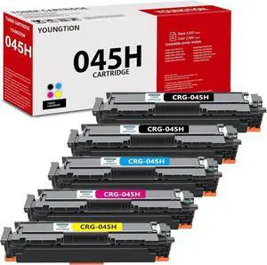 High-Yield 045H 045 Toner Cartridge Set 5-Pack(2BK/C/M/Y) Compatible CRG-045H CRG045H Toner Replacement for Canon 045H Color imageCLASS MF632Cdw MF634Cdw LBP612Cdw Printer