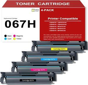 067H 067 Toner Replacement for Canon 067 067H CRG-067H Toner Cartridge Color High Yield Toner Cartridge for i-SENSYS LBP 633Cdw 632Cdw MF 653Cdw 654Cdw 656Cdw Printer(4 Pack,Black Cyan Magenta Yellow)