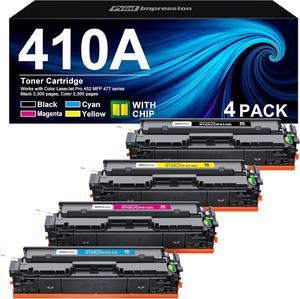 410A Toner Cartridge 4 Pack Replacement  410A 410X CF410A CF411A CF412A CF413A for Color Laserjet Pro MFP M477fnw M477fdw M477fdn M452dn M452dw M452nw Printer (Black Cyan Magenta Yellow)