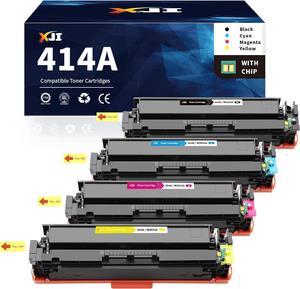 XJI 414A (with Chip) Compatible Toner Cartridges Replacement  414 A X W2020A W2021A W2022A 414X Ink 4 Pack, for Color Laserjet Pro MFP M479fdw M479fdn M479 M454dw M454dn M455dn Laser Jet Printer