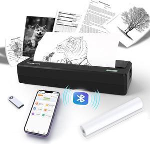 Rongta Inkless Portable Printer for Travel, 300Dpi Wireless Bluetooth Thermal Printer, Compatible with Android/iOS & Laptop,Support 8.5" X 11" US Letter&A4 Thermal Paper Roll (Dark Grey)