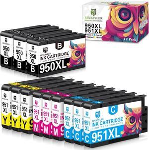950XL 951XL Ink Cartridges 3 Sets Compatible  950 951 950XL 951XL Combo Pack Work  Officejet Pro 8600 8610 8620 8625 8100 Printer (3BK,3C,3M,3Y) 12Pack