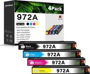 972A Ink Cartridges 4-Color Set (Black/Cyan/Magenta/Yellow) Compatible 972 972A Ink Cartridge Replacement  972A Pagewide MFP P57750DW Pro 452dn 452dw 552dw 477dw 577dw Printer