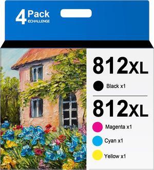 ECHALLENGE 812XL New Upgraded Chips Ink Cartridges Replacement for 812 XL T812XL Ink Cartridge to use with WF-7310 EC-C7000 Printer (BCMY, 4 Pack)