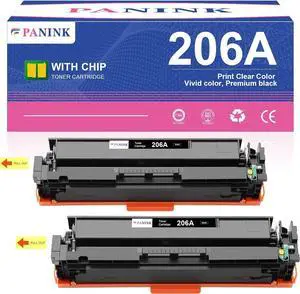 Compatible 206A Black Toner Cartridges (with Chip) Replacement  206A Black 206X Black W2110A W2110X  Color Pro MFP M283fdw M255dw M283cdw M283 M255 Toner Printer (2 Black)