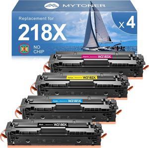 MYTONER 218X Toner Cartridges 4 Pack (NO CHIP) Replacement  218X 218A W2180X W2180A for Color LaserJet Pro 3201dw MFP 3301cdw 3301fdw 3301sdw Printer High Yield Ink 218X Toner Cartridges B/C/M/Y