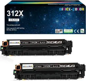 312A 312X Black High-Capacity Toner Cartridge Replacement  312A CF380A CF380X for Laserjet Pro MFP M476dn M476dw M476nw Printer Ink (2 Pack)