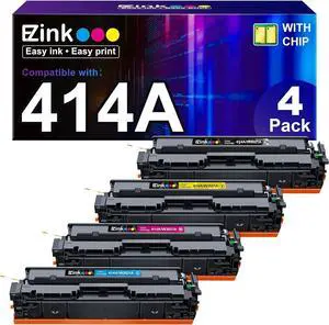 E-Z Ink Compatible Toner Cartridges Replacement   414A HP 414X 414A Toner (with Chip) to Use with HP Color Pro M454dw MFP M479 M479fdw M479fdn M479fdw Printer (4 Pack)