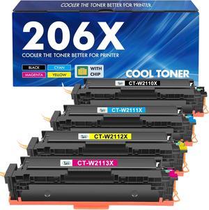 206X 206A Toner Cartridges 4 Pack High Yield M283cdw Set Compatible Replacement   206X 206A Color Pro MFP M283fdw M255dw M283 M255 Printer Ink (with Chip) (Black Cyan Yellow Magenta, 4 Pack)