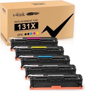v4ink Remanufactured Toner Cartridge Replacement   131A 131X CF210A CF210X Canon 131 for use with HP Pro 200 Color M251nw, M251n, MFP M276nw, M276n , 5 Pack
