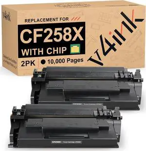 v4ink 58X CF258X High Yield Toner Cartridge Black (with Chip) Compatible Replacement for HP 58X 58A CF258X Toner for HP Pro M404dn M404n M404dw MFP M428fdw M428fdn M428dw M406dn M430f Printer, 2 Pack
