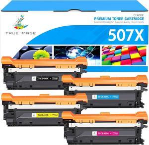 TRUE IMAGE Compatible Toner Cartridge Replacement   507X 507A CE400X CE401A CE402A CE403A for Enterprise M551 M551n M551dn M551xh M570dn M570dw M575f Printer (Black Cyan Yellow Magenta, 4Pack)