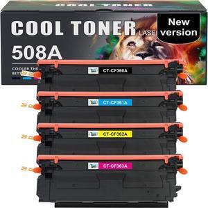 Cool Toner Compatible Toner Cartridge Replacement   508A 508X Toner M553 M552 553 MFP M577 Printer New Version CF360A CF361A CF362A CF363A (New Version, Black Cyan Magenta Yellow, 4-Pack)