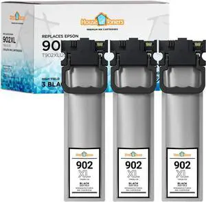 Remanufactured 3-Pack for Epson T902XL Black Ink Cartridge Replacement for Epson T902XL Black WF-C5210 WF-C5290 WF-C5710 WF-C5790 (3-Black)