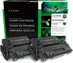 Clover Remanufactured High Yield Toner Cartridges Replacement   55X (CE255X) | Black 2-Pack