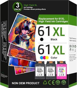 61XL Ink Cartridges 3 Pack (2 Black 1 Color) High Yield Replacement   61 Ink HP 61XL HP Ink 61   Envy 4500 5530 5534 4502 Deskjet 1000 2540 1010 Officejet 4635 4630 Printer
