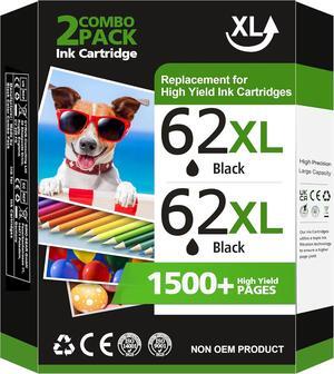 62XL Ink Cartridges Black   Ink 62 (2 Pack)   62XL Black Ink Cartridge Works with HP Envy 5540 5544 5545 5642 5660 5664 7640 7645, OfficeJet 200 250 258 5740 5745 5746 8040 Series | C2P05AN