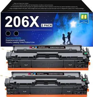 206X Toner Cartridge Black 2 Pack | Replacement   206A 206X Compatible with HP Color Laserj Pro MFP M283fdw M283cdw, Color Laserj Pro M255dw | W2110A