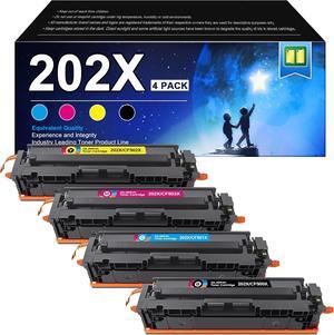 202X Toner Cartridges (with Chip) - High Yield Replacement   202X Toner Cartridges CF500X 202A CF500A Works   Color Laserjet Pro MFP M281fdw M281cdw M281fdn M254dw M254dn Printer (4 Pack)