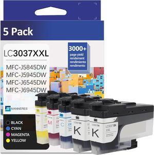 LC3037 XXL Super High Yield Ink Cartridge Set (5-Pack, 2BK/1C/1M/1Y) Compatible LC3037 Ink Replacement for Brother LC3037XXL Ink Cartridge MFC-J6945DW MFC-J5845DW XL MFC-J5945DW MFC-J6545DW Printer