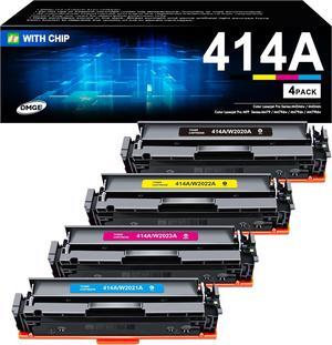 414A Toner Cartridges 4 Pack (With Chip) Compatible Replacement   414A 414X Works with HP Color Laserjet Pro MFP M479fdw Toner, Color Laserjet Pro M454dw M454dn M480f M455dn Series PrinterW2020A