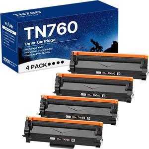 TN760 Toner Cartridge for Brother TN-760 TN730 TN-730 Compatible with HL-L2350DW HL-L2370DW MFC-L2750DW DCP-L2550DW Printer (Black 4 Pack)