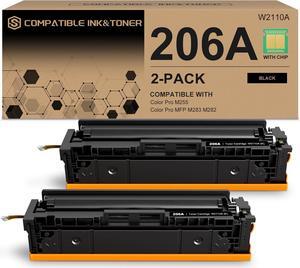 206A Toner Cartridges Black (with Chip) Works with HP Color Pro MFP M283fdw M283cdw, Pro M255dw M255nw, MFP M282nw M283 M282 M255 Printer | W2110A 206X W2110X, Pack of 2