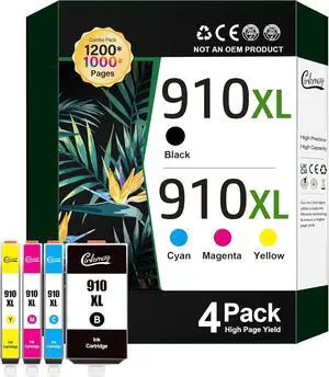 910XL Ink Cartridges for HP Printers (4-Pack) Replacement for HP 910XL Ink Cartridges Combo Pack Work for OfficeJet 8010 8020 Series, Pro 8020, 8030 Series Printer 3JB41AN | Black Cyan Magenta Yellow