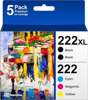 222XL High Capacity Black & Standard Color Remanufactured Replacement for Epson 222XL Ink Cartridges Combo Pack work for Workforce WF-2960 Expression XP-5200 Printer, Black/Cyan/Magenta/Yellow, 5 Pack
