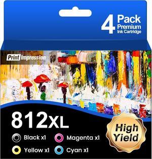 812XL Ink Cartridge High Capacity Black & Color Replacement for Epson 812XL Ink Cartridges Combo Pack for Epson 812 (T812XL-BCS) Works with Workforce Pro WF-7840 WF-7820 WF-7310 EC-C7000 (4 Pack)