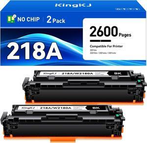 KingKJ 218A Black Toner Cartridge 2 pack Compatible   218A W2180A W2180X HP Color LaserJet Pro MFP 3301fdw 3201dw 3301sdw 3301cdw 3201 3301 Series Printer ink Laser All-In-One Scanner Copier Chip